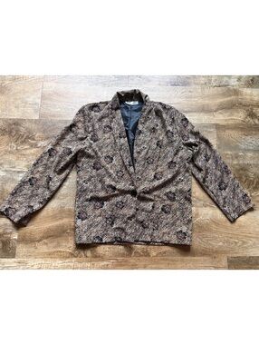 Kensington Square Women's Blazer Size 12 Brown Floral Patterned Vintage Jacket